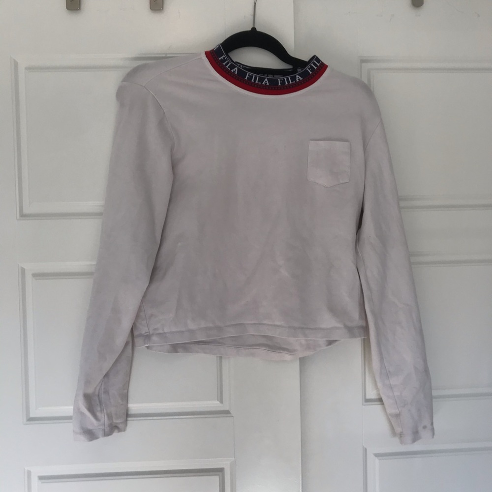 Fila Mock Neck Logo White Crop Top